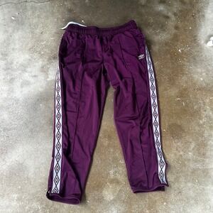 Umbro Track Pants Mens XXL Burgundy Taped Logo Ankle Zip Soccer Joggers